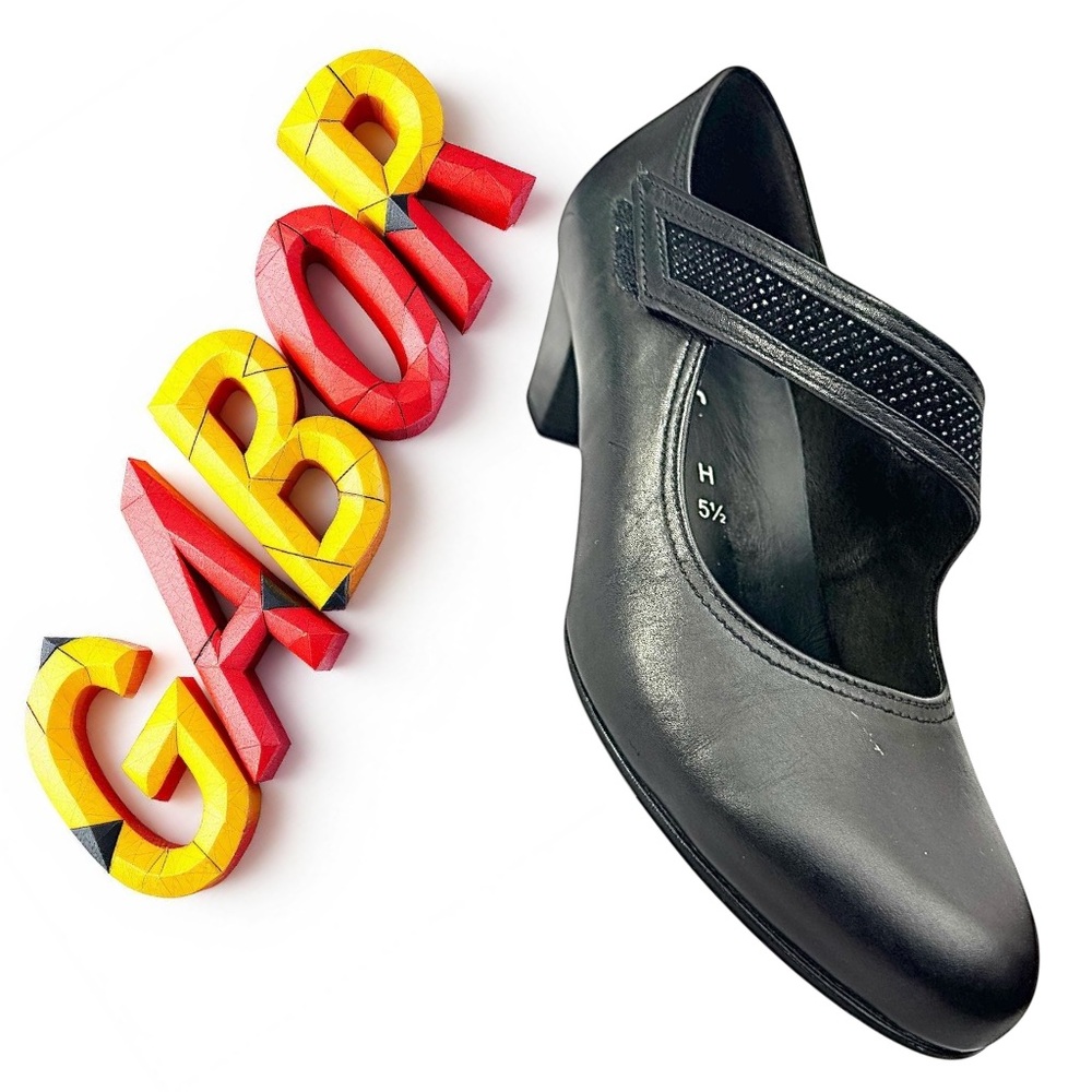Gabor Mary Jane Heels Black Leather US 8 UK 5.5 Comfort Pumps